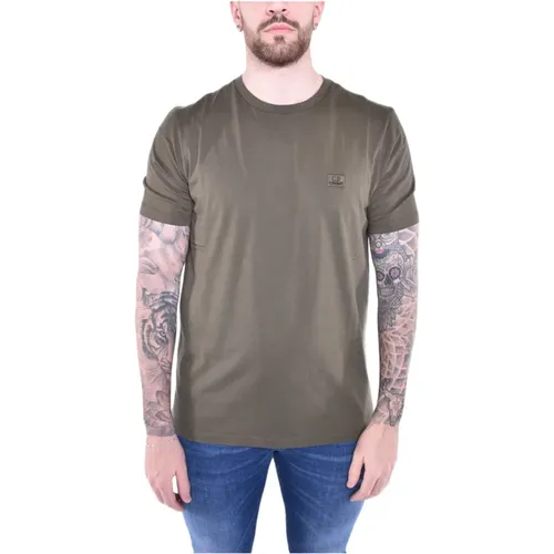 Logo besticktes grünes T-Shirt , Herren, Größe: XL - C.P. Company - Modalova