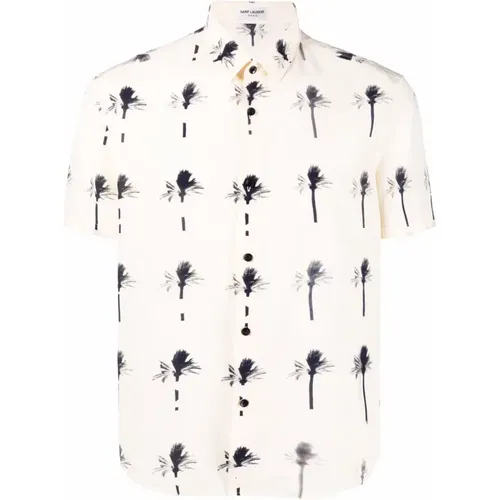 Short Sleeve Shirt with Palm Print , male, Sizes: S - Saint Laurent - Modalova