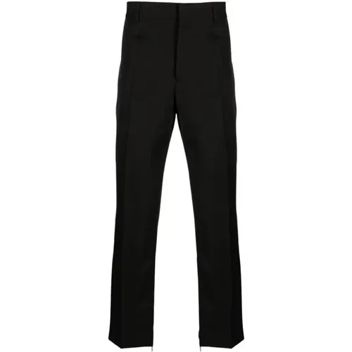 Slim Zip Detail Wool Pants , male, Sizes: L - Off White - Modalova