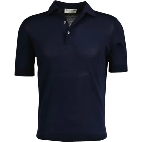 Stylish Crepe Polo Shirt - Navy , male, Sizes: 3XL - Filippo De Laurentiis - Modalova