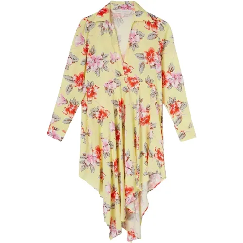 Hibiscus Floral-Print Shirtdress , female, Sizes: 3XS - Palm Angels - Modalova