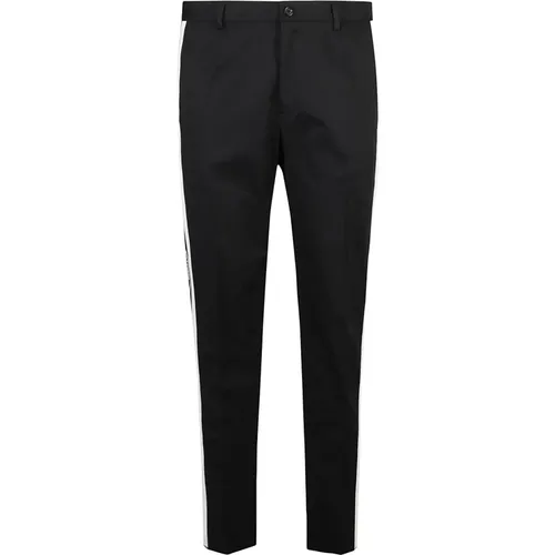 Cotton Trousers with Side Stripes , male, Sizes: S - Dolce & Gabbana - Modalova