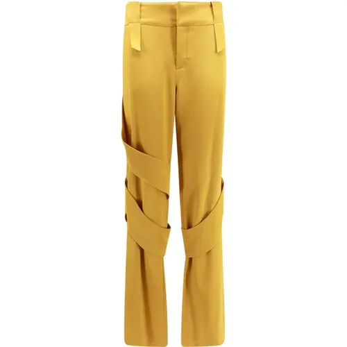 Gold Flared Leg Trousers , female, Sizes: L, XS, S, 2XS - Blumarine - Modalova