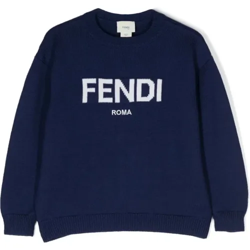 Blaue Woll-Logo-Pullover Fendi - Fendi - Modalova