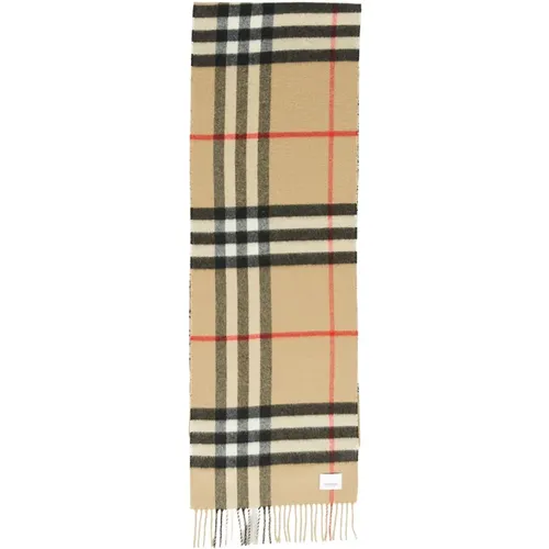 Checked Cashmere Knit Scarf , female, Sizes: ONE SIZE - Burberry - Modalova