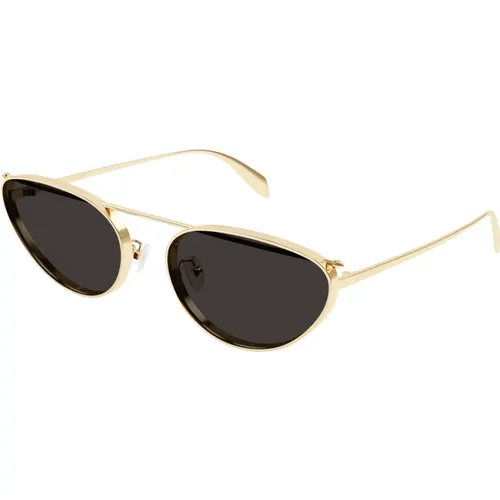 Gold/Dark Grey Sunglasses , female, Sizes: 62 MM - alexander mcqueen - Modalova