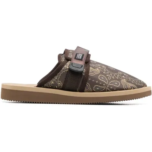 Flat Shoes with Paisley Print and Touch-Strap Closure , male, Sizes: 7 UK - Suicoke - Modalova