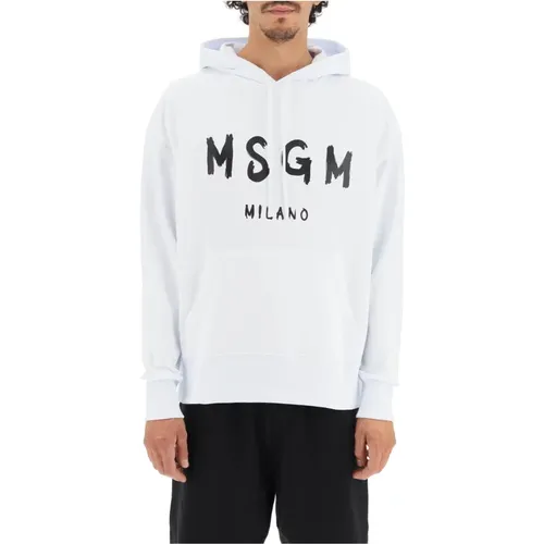 Hoodie mit kontrastierendem Logo aus Baumwolljersey , Herren, Größe: M - MSGM - Modalova