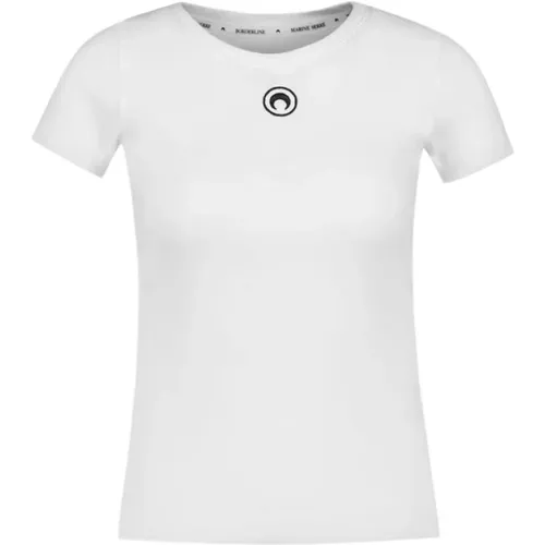 Baumwoll-Ripp-T-Shirt - Weiß , Damen, Größe: L - Marine Serre - Modalova