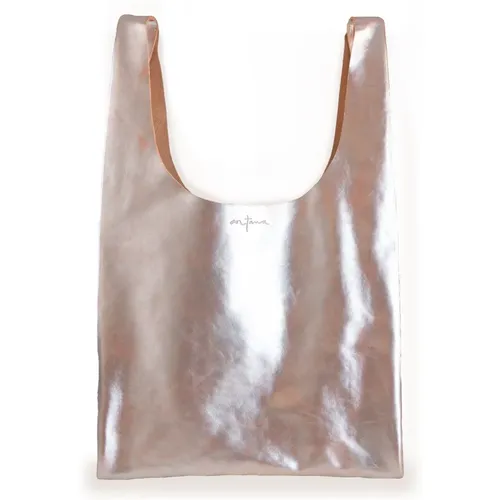 Small Leather Shopper Bag in Silver , female, Sizes: ONE SIZE - Cortana - Modalova