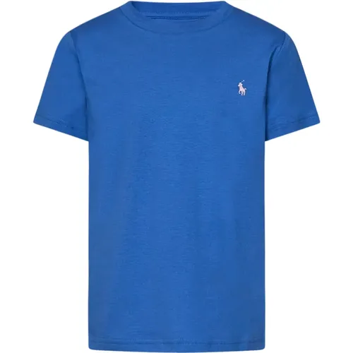 Blaue T-Shirts und Polos mit geripptem Rundhalsausschnitt und Pony-Stickerei - Polo Ralph Lauren - Modalova