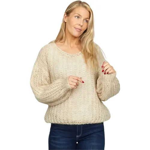 Soft Knit Sweater with Puff Sleeves , female, Sizes: S, L - 2-Biz - Modalova
