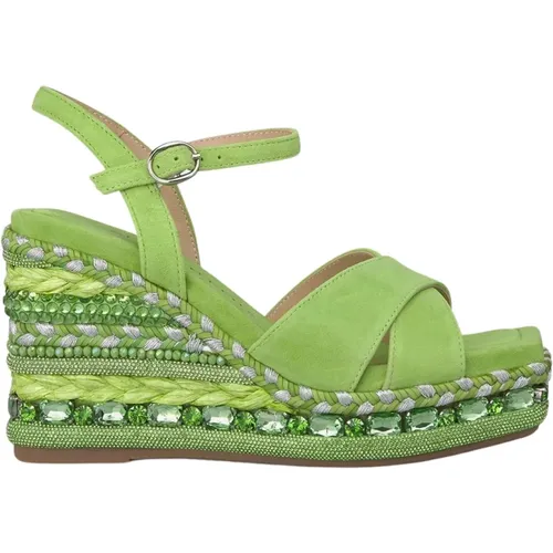 Rhinestone Wedge Sandal with Braided Detail , female, Sizes: 7 UK, 3 UK, 4 UK, 5 UK - Alma en Pena - Modalova