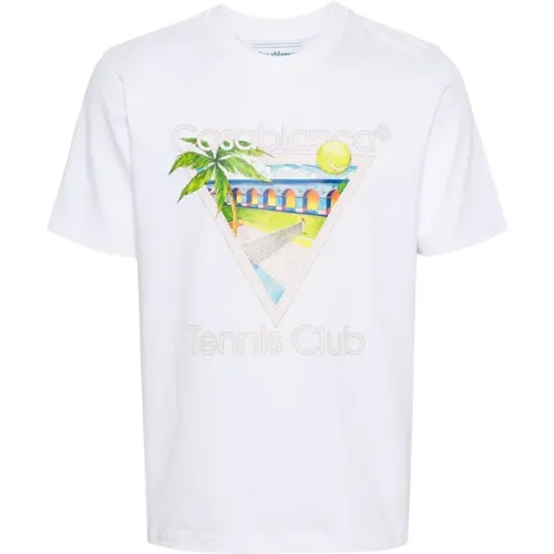 Tennis Club Icon Screen Shirt , male, Sizes: M, L - Casablanca - Modalova