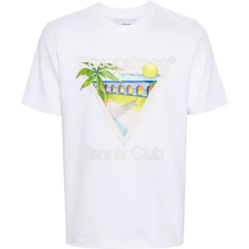 Tennis Club Icon Screen Shirt , male, Sizes: M, L, S, XL - Casablanca - Modalova