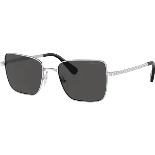 Stylish Sunglasses in Silver/Dark Grey - Swarovski - Modalova