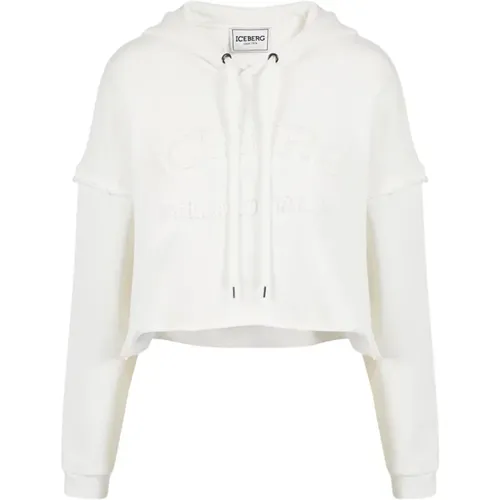 Bestickter Crop Hoodie Sweatshirt - Iceberg - Modalova