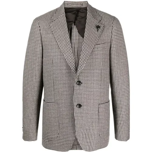 Houndstooth Pattern Blazer , male, Sizes: XL, 2XL, 3XL - Lardini - Modalova