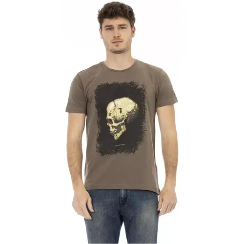 Braunes Baumwoll T-Shirt mit Rundhals , Herren, Größe: L - Trussardi - Modalova