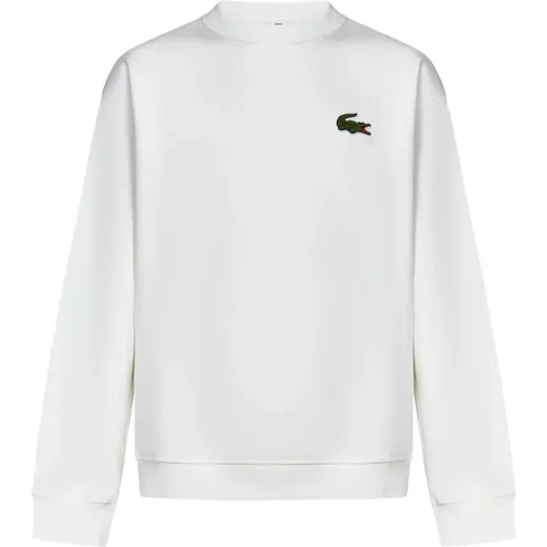 Weißer Sweatshirt mit Krokodil-Abzeichen , Herren, Größe: M - Lacoste - Modalova