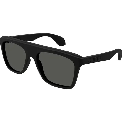 Quadratische Schwarze Sonnenbrille , Herren, Größe: 57 MM - Gucci - Modalova