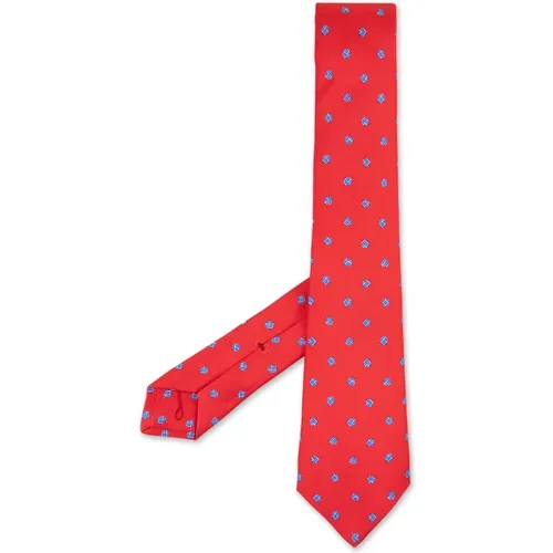 Roter Seidenkrawatte mit Mikro-Polka-Dots - Kiton - Modalova