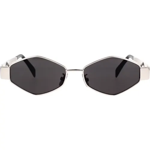 Geometric Sunglasses with Metal Frame and Grey Lenses , unisex, Sizes: 54 MM - Celine - Modalova