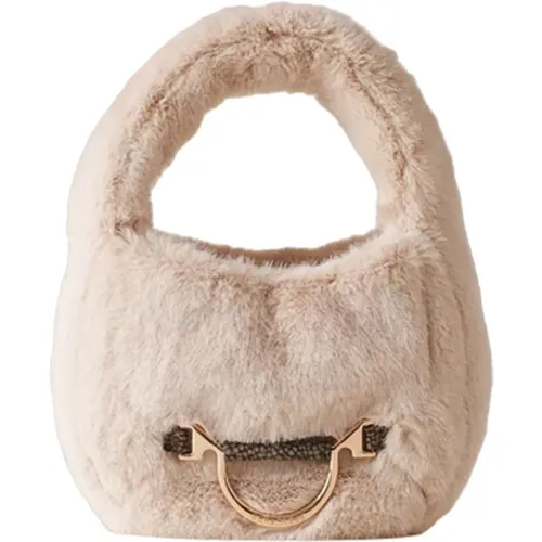 Mini Faux-Fur Hobo Bag , female, Sizes: ONE SIZE - Borbonese - Modalova