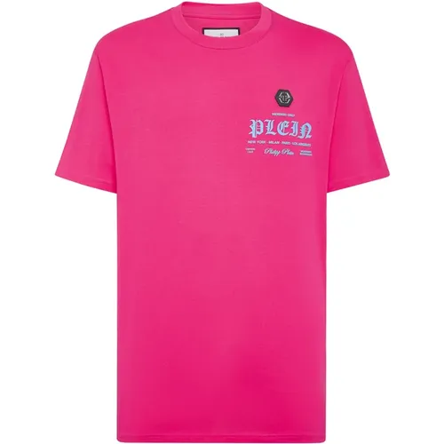 Mens Fucsia T-Shirts Polos Ss24 , male, Sizes: L - Philipp Plein - Modalova