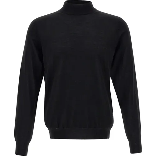 Merino Wool Sweater Mock Neck , male, Sizes: M, S, XL, 5XL, 4XL, 3XL, 2XL, L - Filippo De Laurentiis - Modalova