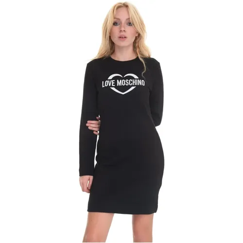 Logo Fleece Dress, 3D Effect, Regular Fit , female, Sizes: L, M, XS - Love Moschino - Modalova