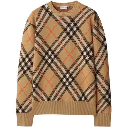 Check Pattern Wool Sweater , male, Sizes: L, XL, M - Burberry - Modalova