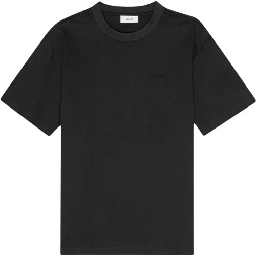 Geprägtes Logo Schwarzes Baumwoll-T-Shirt , Herren, Größe: M - NN07 - Modalova