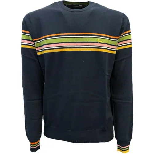 Blauer Herrenpullover mit Logo auf der Vorderseite - XXL , Herren, Größe: XL - Harmont & Blaine - Modalova