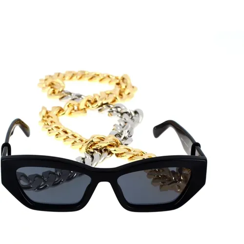Thick Cat-Eye Sunglasses with Gold Studs , female, Sizes: 54 MM - Stella Mccartney - Modalova