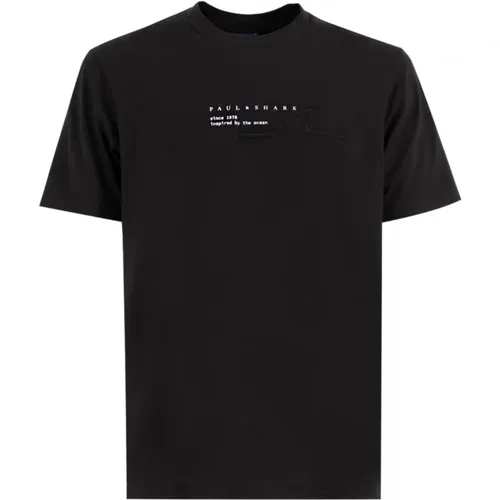 Printed Cotton Crewneck T-shirt , male, Sizes: 2XL, M - PAUL & SHARK - Modalova