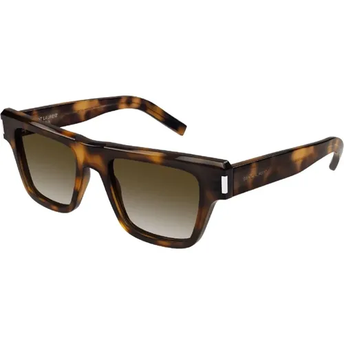 Rectangular Acetate Sunglasses in Havana , male, Sizes: 51 MM - Saint Laurent - Modalova