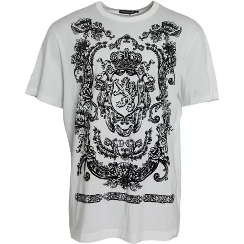 Lion Crown Logo Cotton Crewneck T-shirt - Dolce & Gabbana - Modalova