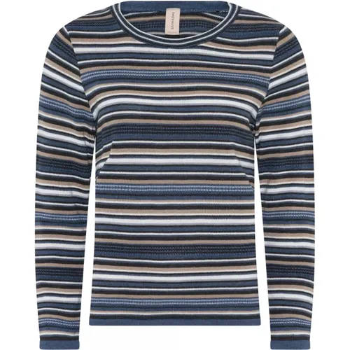 Gestreifte Pullover-Bluse Indigo , Damen, Größe: L - Skovhuus - Modalova