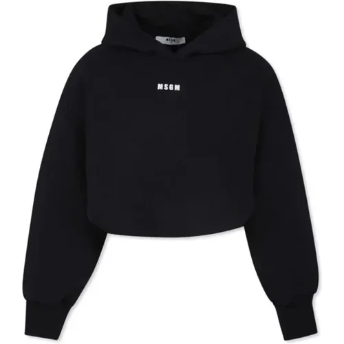 Schwarzer Kapuzenpullover mit Logoaufdruck - MSGM - Modalova