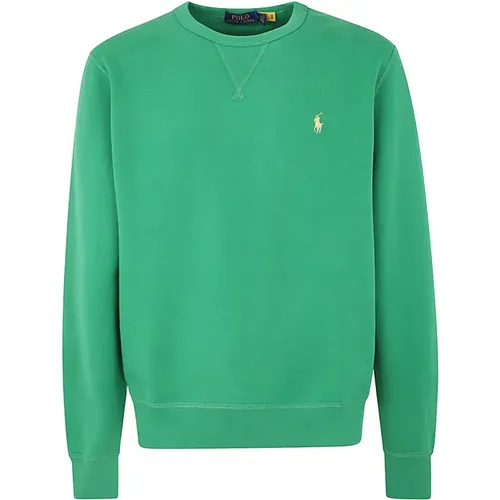 Grüner Sweatshirt - Regular Fit - Kaltes Wetter - 60% Baumwolle - 40% Polyester , Herren, Größe: XL - Ralph Lauren - Modalova