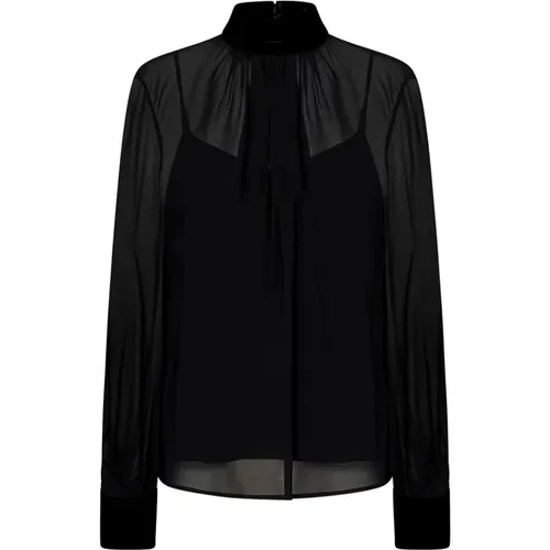 Velvet Turtleneck Shirt with Puff Sleeves , female, Sizes: L - Max Mara - Modalova