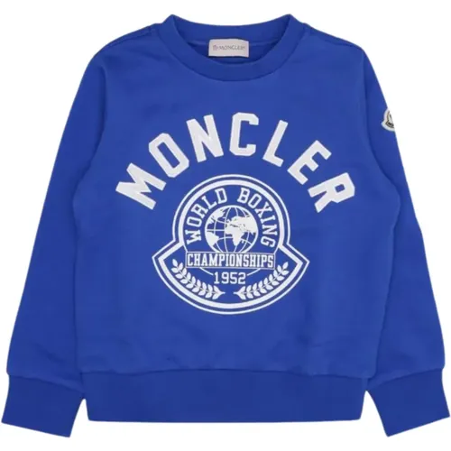 Elektrisch Blauer Rundhalsausschnitt Pullover - Moncler - Modalova