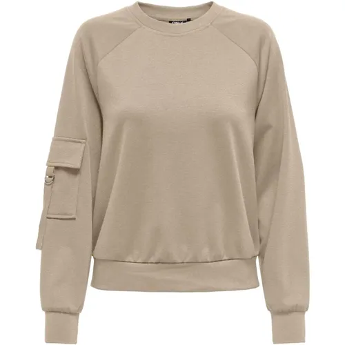 Stilvolles Crewneck Sweatshirt mit Ärmeltasche , Damen, Größe: M - Only - Modalova