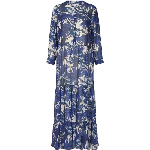 Blue Maxi Dress with Flounce Details , female, Sizes: M, L, XL, S, XS - Lollys Laundry - Modalova