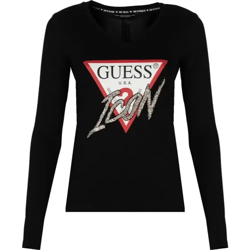 Damen Langarm V-Ausschnitt Top - Guess - Modalova