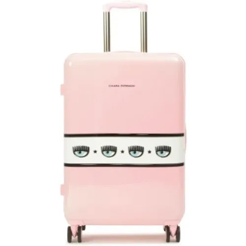 Hardshell Trolley Suitcase with Logo Band , female, Sizes: ONE SIZE - Chiara Ferragni Collection - Modalova