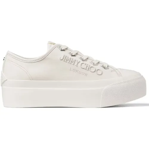 Besticktes Logo Weiße Ledersneakers , Damen, Größe: 39 EU - Jimmy Choo - Modalova