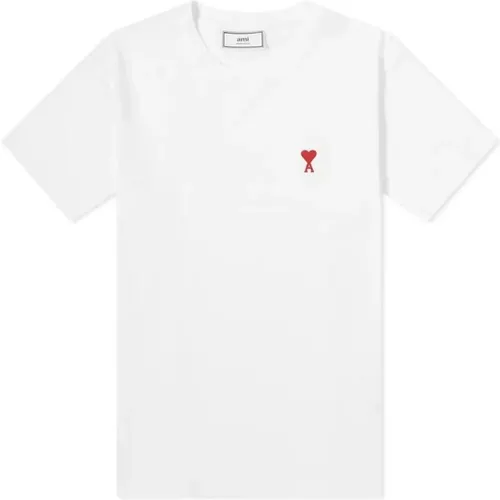 Herz Logo Weißes T-Shirt Ami Paris - Ami Paris - Modalova