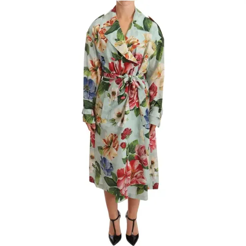 Floral Double Breasted Trench Coat , female, Sizes: 3XS - Dolce & Gabbana - Modalova